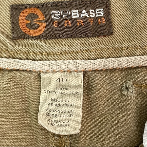 GH Bass Cargo Shorts Men Size 40 Cotton Tan Heavy Denim Button Pockets - Picture 4 of 9